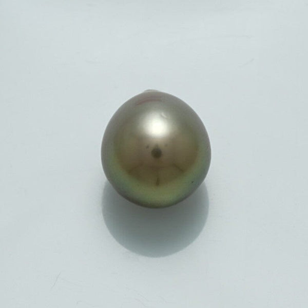 Single 12.3 x 10.9 mm Fijian Drop Pearl with a smooth, lustrous surface and subtle iridescent shades, ideal for creating elegant pearl jewelry pieces.
