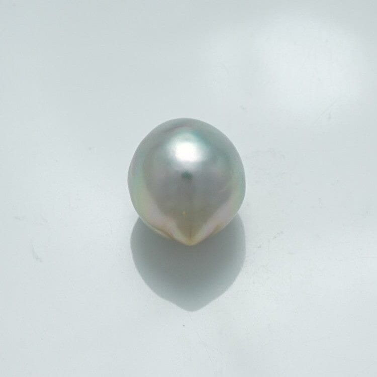 12.1 x 10.5 mm Fijian Drop Pearl with a smooth, lustrous surface and subtle silvery white color, ideal for fine pearl jewelry designs.