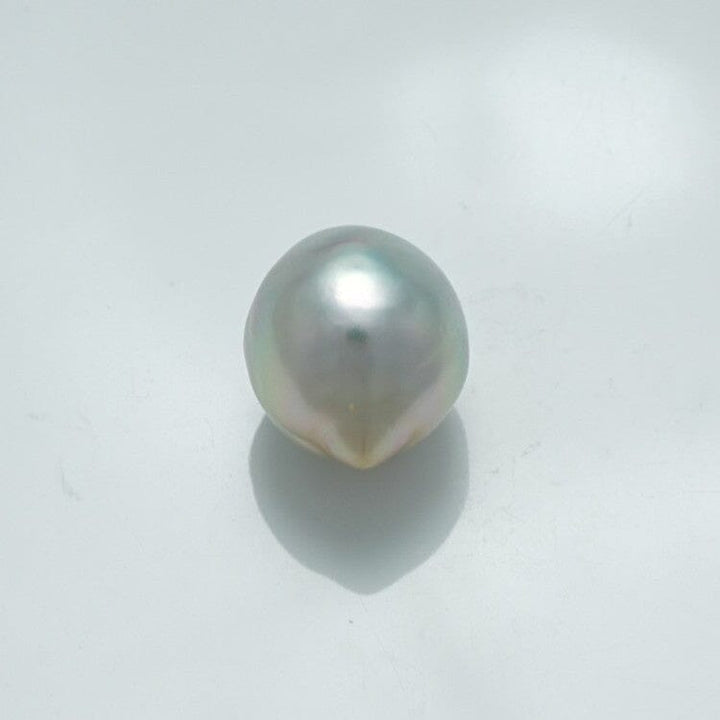 12.1 x 10.5 mm Fijian Drop Pearl with a smooth, lustrous surface and subtle silvery white color, ideal for fine pearl jewelry designs.