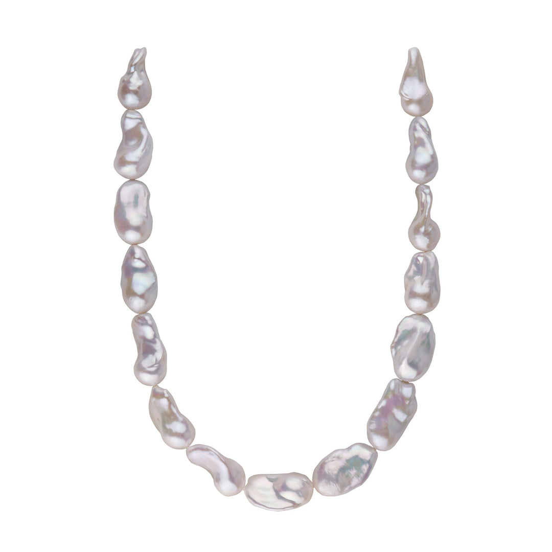 15.0-18.0 mm White Freshwater Fireball Pearl Necklace