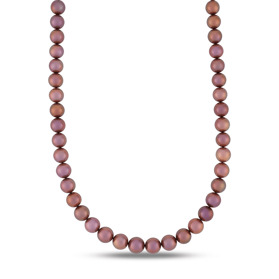 10.0-11.8 mm AAA Copper Pink Edison Freshwater Pearl Necklace