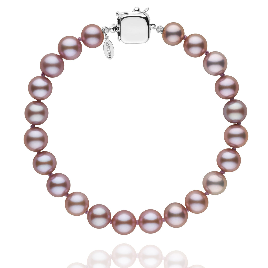 Personalized 7.5-8.0 mm Lavender Freshadama Freshwater Pearl Square Clasp Bracelet