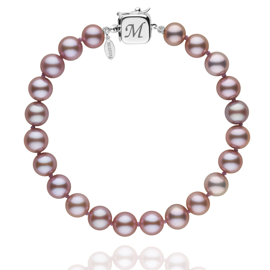 Personalized 7.5-8.0 mm Lavender Freshadama Freshwater Pearl Square Clasp Bracelet