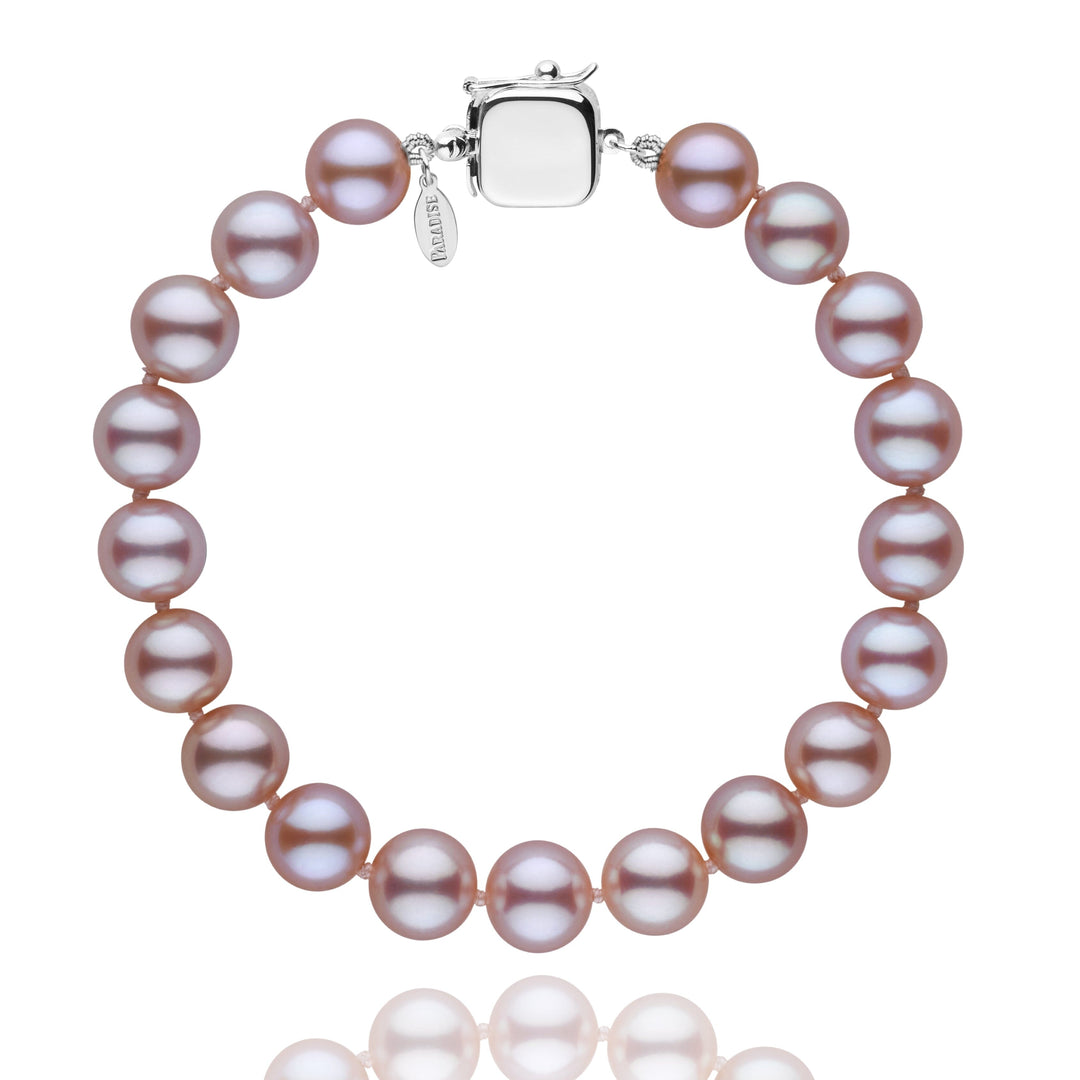 Personalized 8.5-9.0 mm Lavender Freshadama Freshwater Pearl Square Clasp Bracelet
