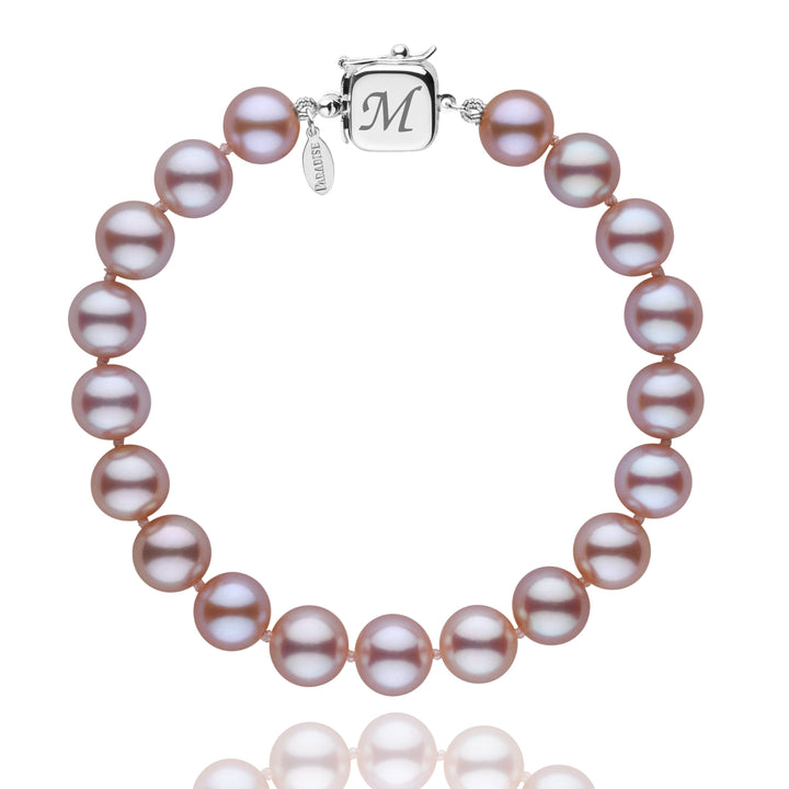 Personalized 8.5-9.0 mm Lavender Freshadama Freshwater Pearl Square Clasp Bracelet