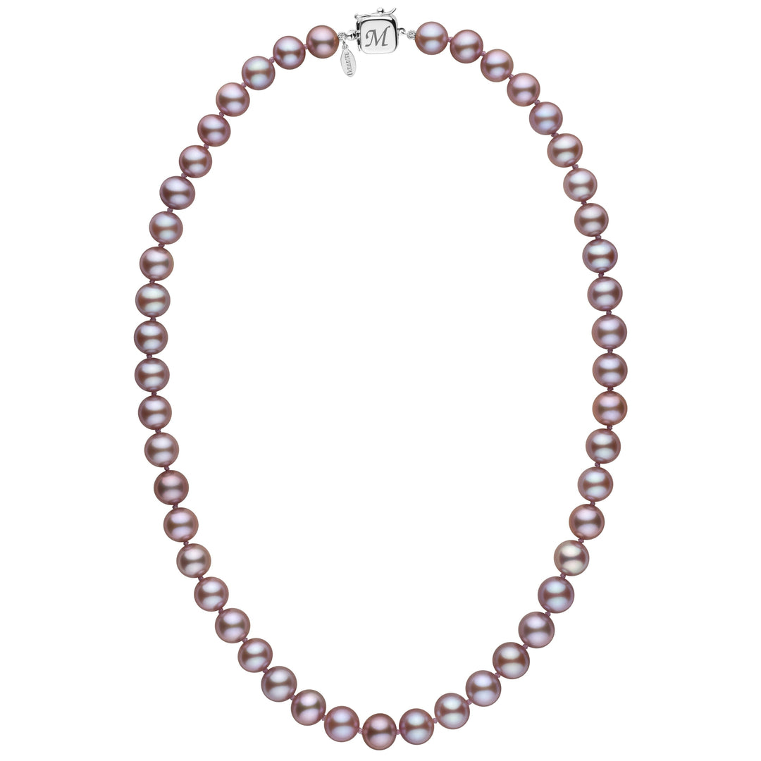 Personalized 8.5-9.0 mm Lavender Freshadama Freshwater Pearl Square Clasp Necklace