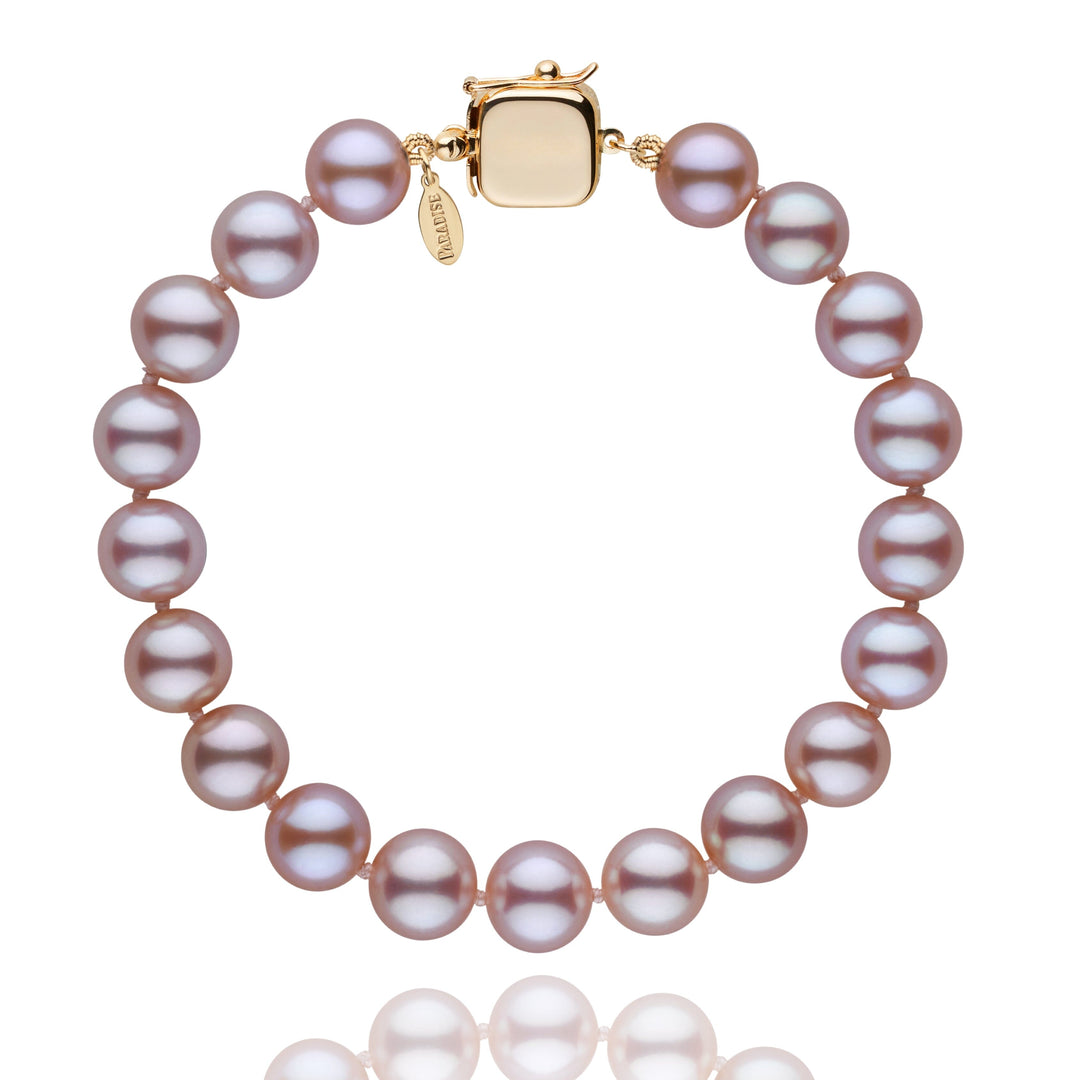 Personalized 8.5-9.0 mm Lavender Freshadama Freshwater Pearl Square Clasp Bracelet