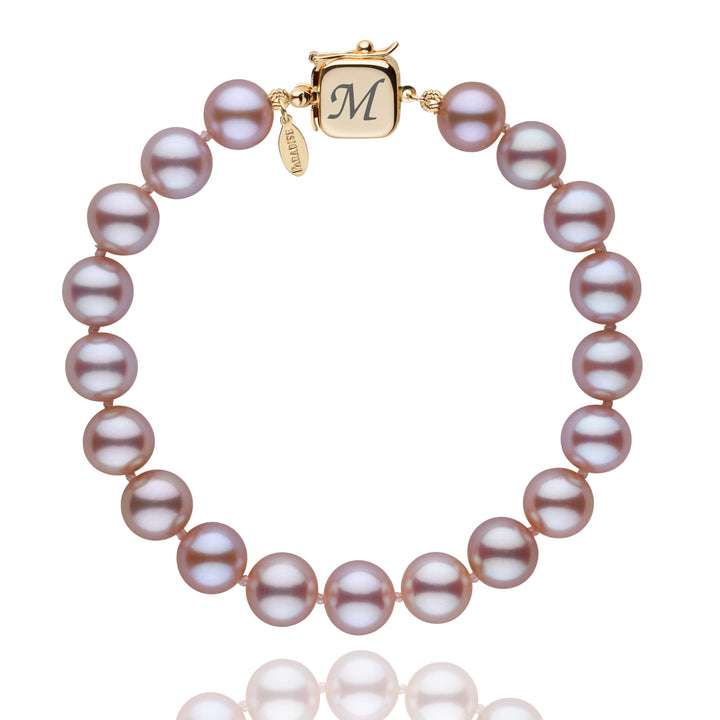 Personalized 8.5-9.0 mm Lavender Freshadama Freshwater Pearl Square Clasp Bracelet
