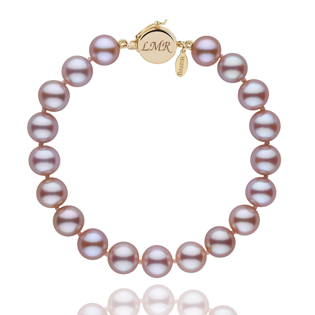 Personalized 8.5-9.0 mm Lavender Freshadama Freshwater Pearl Circle Clasp Bracelet