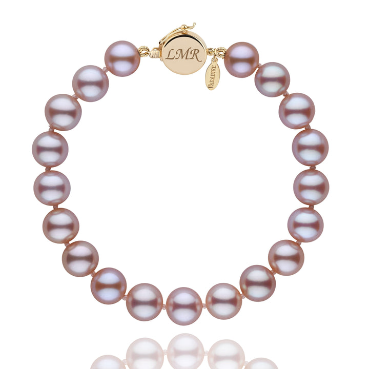 Personalized 8.5-9.0 mm Lavender Freshadama Freshwater Pearl Circle Clasp Bracelet