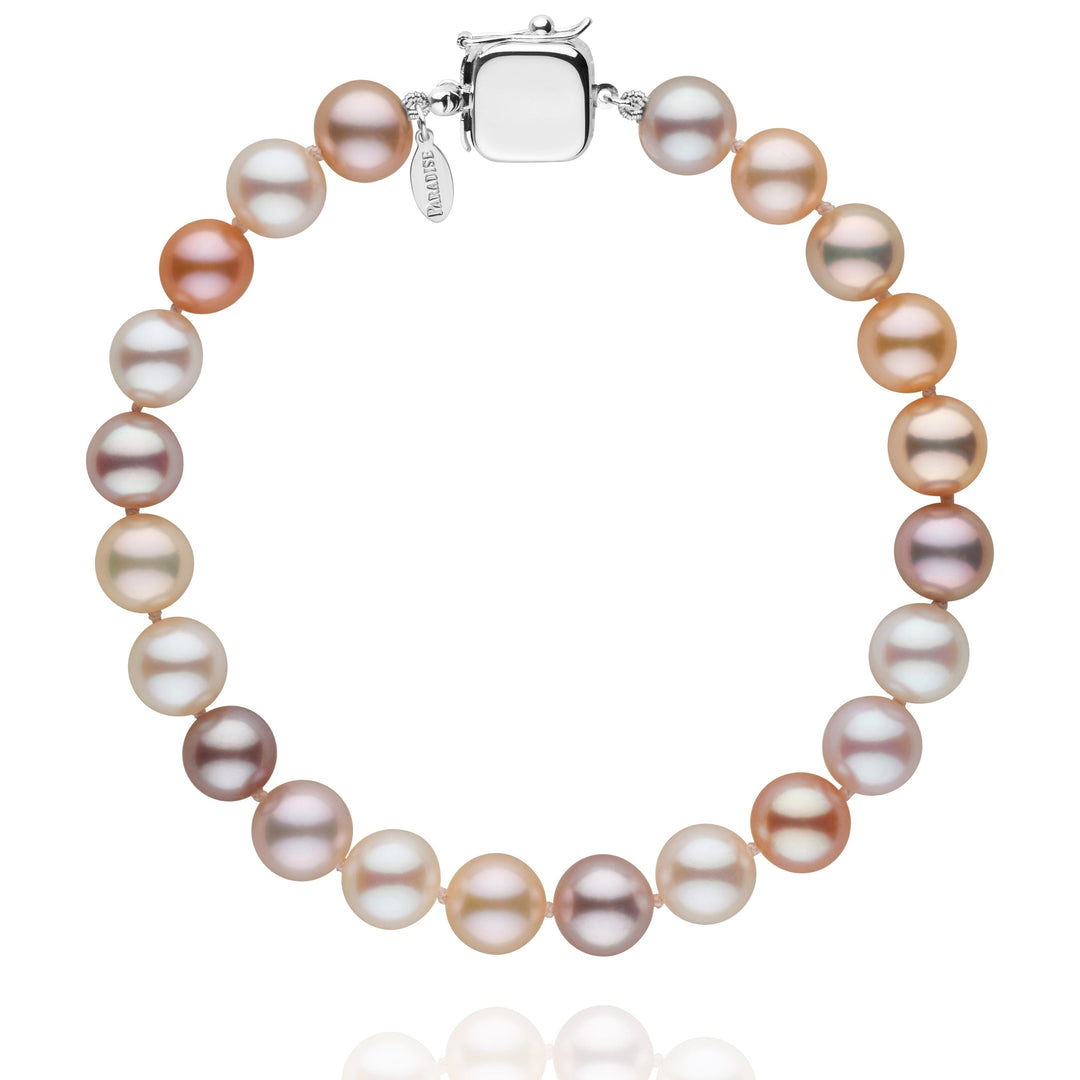 Personalized 7.5-8.0 mm Multicolor Freshadama Freshwater Pearl Square Clasp Bracelet