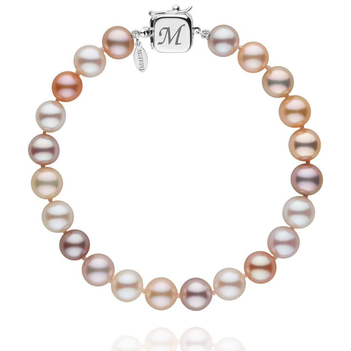 Personalized 7.5-8.0 mm Multicolor Freshadama Freshwater Pearl Square Clasp Bracelet