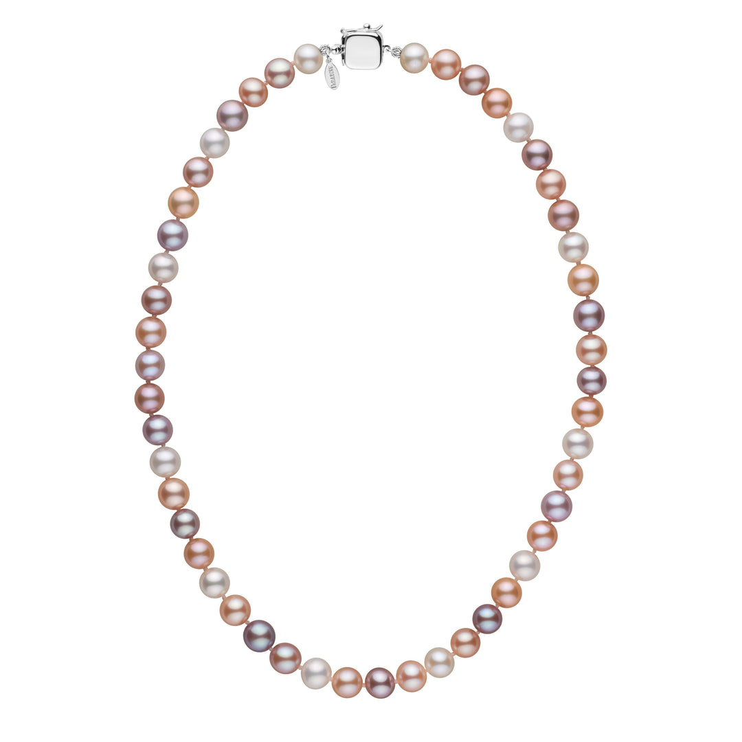 Personalized 7.5-8.0 mm Multicolor Freshadama Freshwater Pearl Square Clasp Necklace
