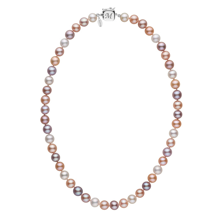 Personalized 7.5-8.0 mm Multicolor Freshadama Freshwater Pearl Square Clasp Necklace