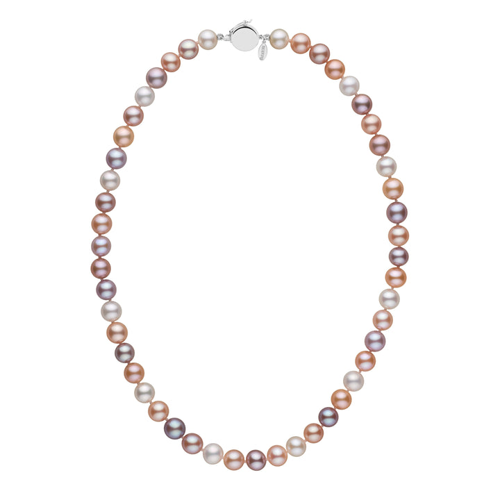 Personalized 7.5-8.0 mm Multicolor Freshadama Freshwater Pearl Circle Clasp Necklace