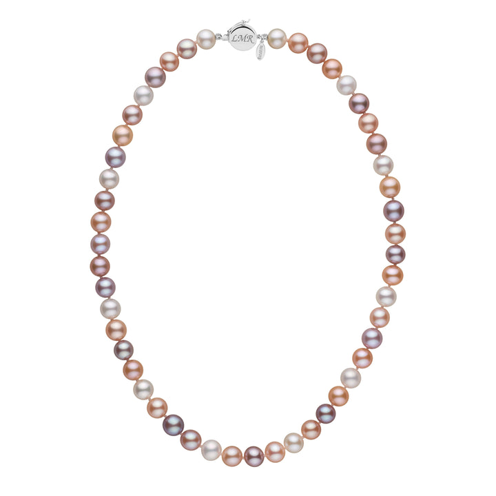 Personalized 7.5-8.0 mm Multicolor Freshadama Freshwater Pearl Circle Clasp Necklace