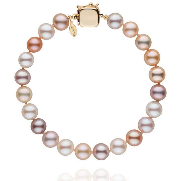 Personalized 7.5-8.0 mm Multicolor Freshadama Freshwater Pearl Square Clasp Bracelet