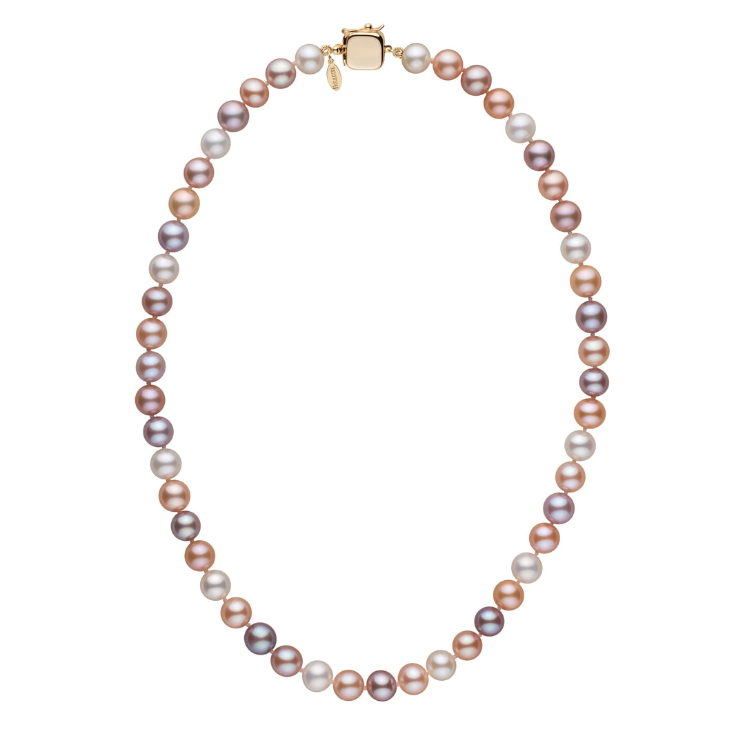 Personalized 7.5-8.0 mm Multicolor Freshadama Freshwater Pearl Square Clasp Necklace