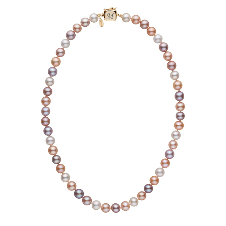 Personalized 7.5-8.0 mm Multicolor Freshadama Freshwater Pearl Square Clasp Necklace