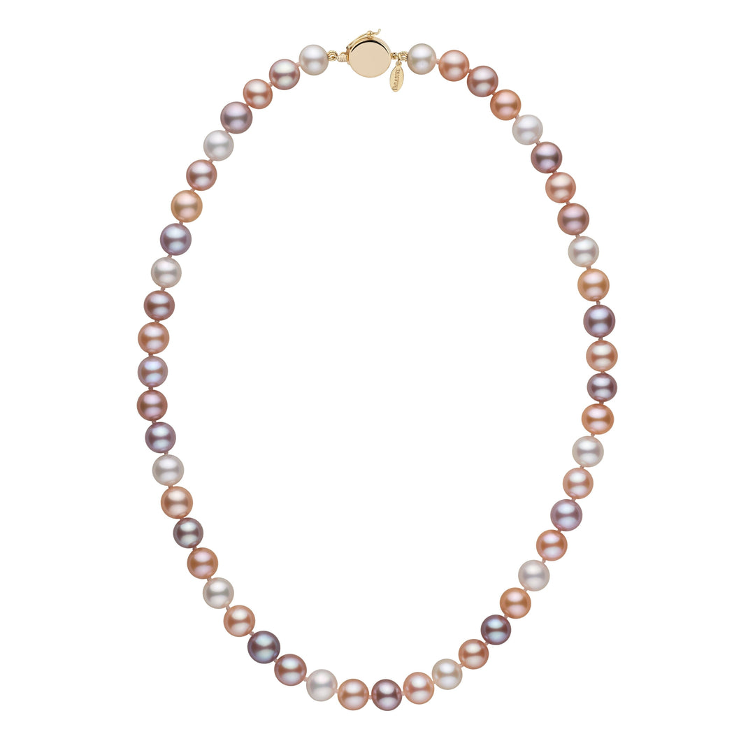 Personalized 7.5-8.0 mm Multicolor Freshadama Freshwater Pearl Circle Clasp Necklace