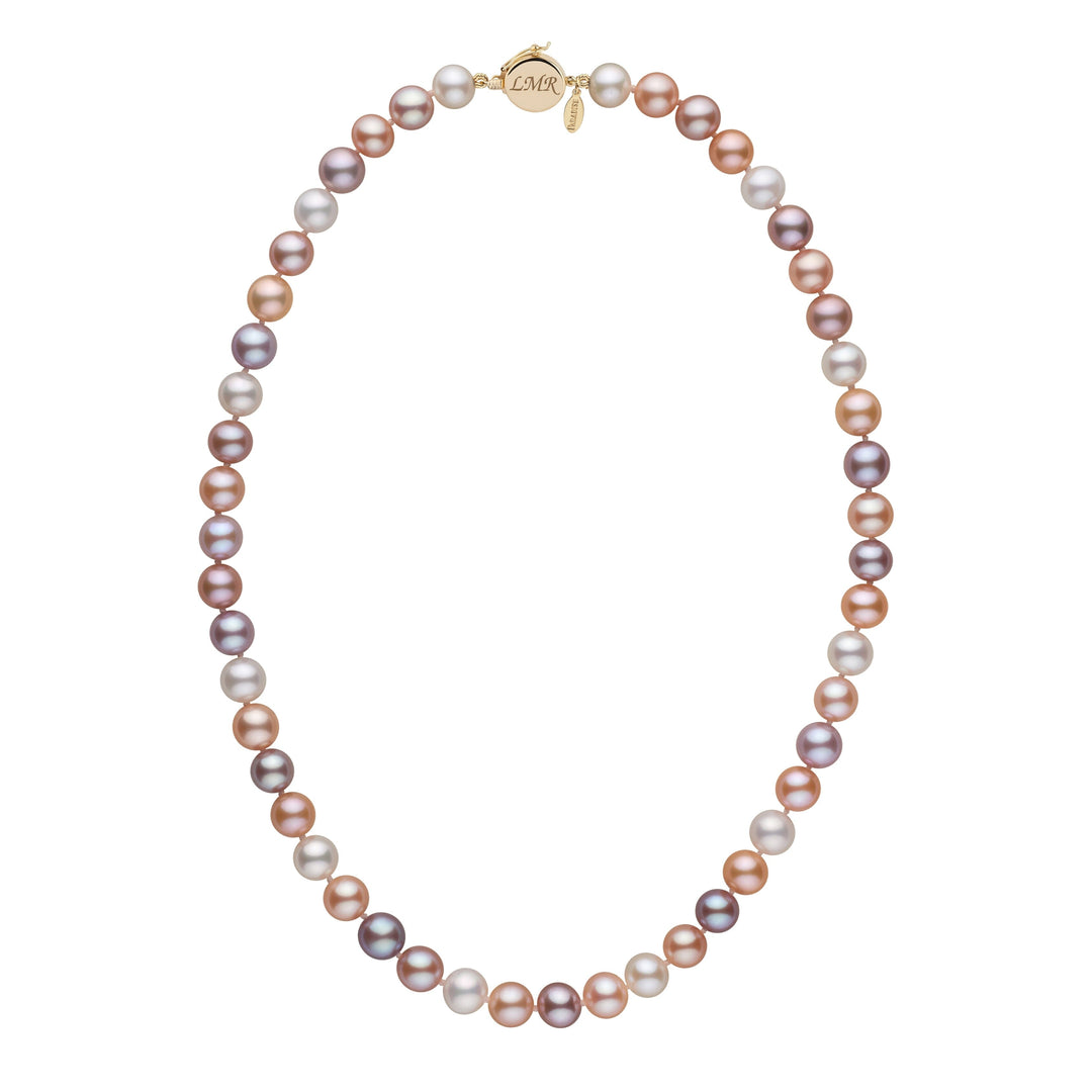 Personalized 7.5-8.0 mm Multicolor Freshadama Freshwater Pearl Circle Clasp Necklace