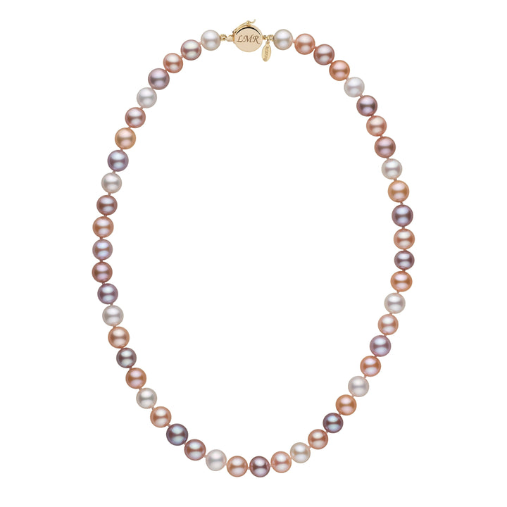 Personalized 7.5-8.0 mm Multicolor Freshadama Freshwater Pearl Circle Clasp Necklace