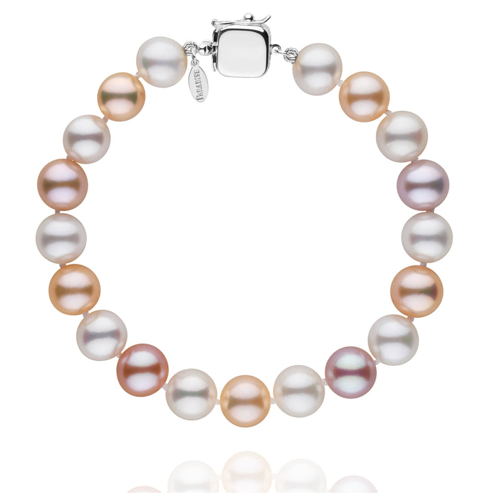 Personalized 8.5-9.0 mm Multicolor Freshadama Freshwater Pearl Square Clasp Bracelet