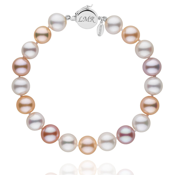 Personalized 8.5-9.0 mm Multicolor Freshadama Freshwater Pearl Circle Clasp Bracelet