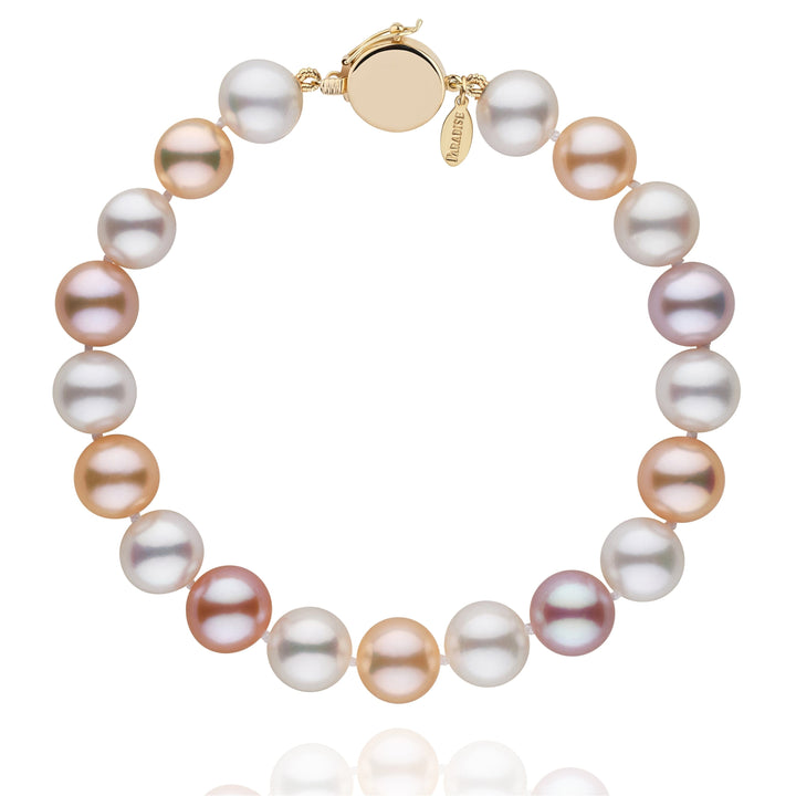 Personalized 8.5-9.0 mm Multicolor Freshadama Freshwater Pearl Circle Clasp Bracelet