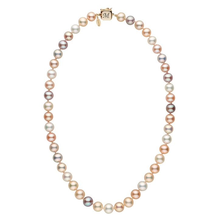 Personalized 8.5-9.0 mm Multicolor Freshadama Freshwater Pearl Square Clasp Necklace