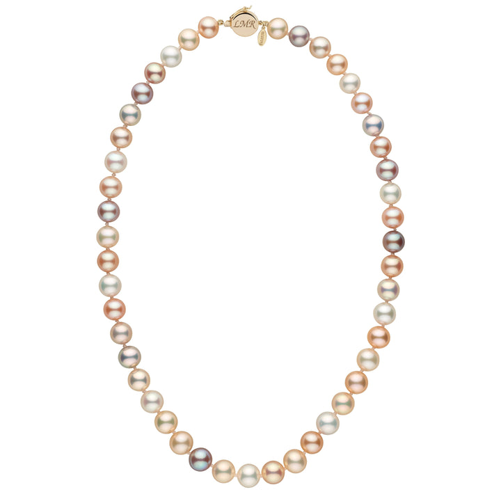 Personalized 8.5-9.0 mm Multicolor Freshadama Freshwater Pearl Circle Clasp Necklace