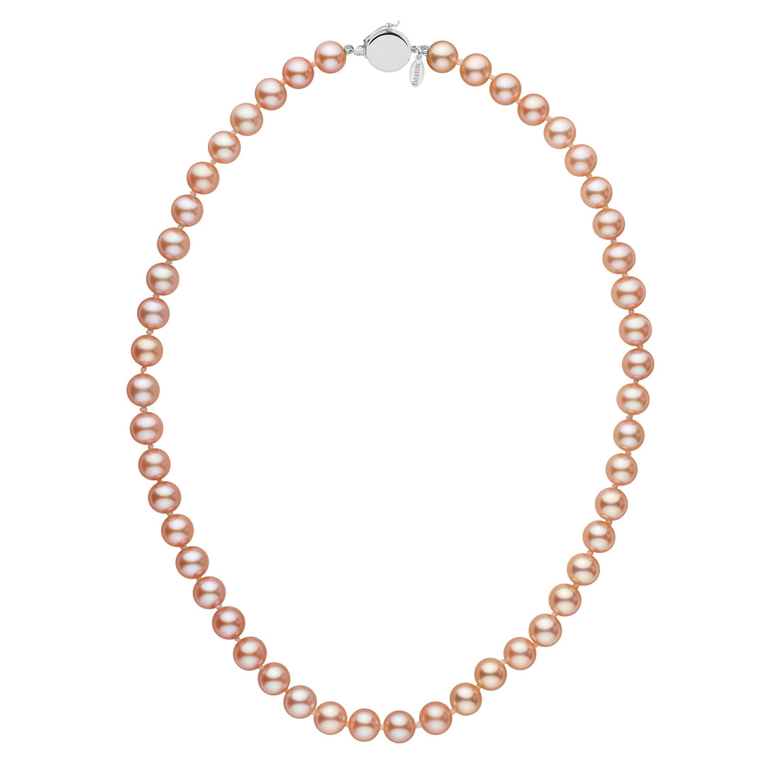 Personalized 7.5-8.0 mm Pink to Peach Freshadama Freshwater Pearl Circle Clasp Necklace