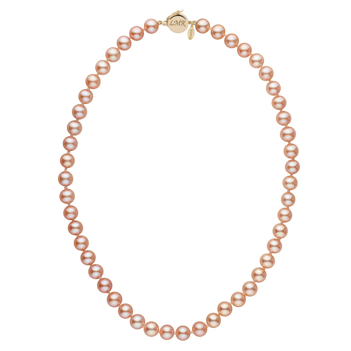 Personalized 7.5-8.0 mm Pink to Peach Freshadama Freshwater Pearl Circle Clasp Necklace