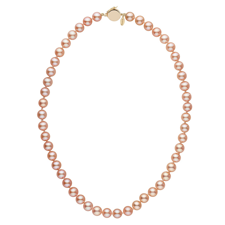 Personalized 7.5-8.0 mm Pink to Peach Freshadama Freshwater Pearl Circle Clasp Necklace