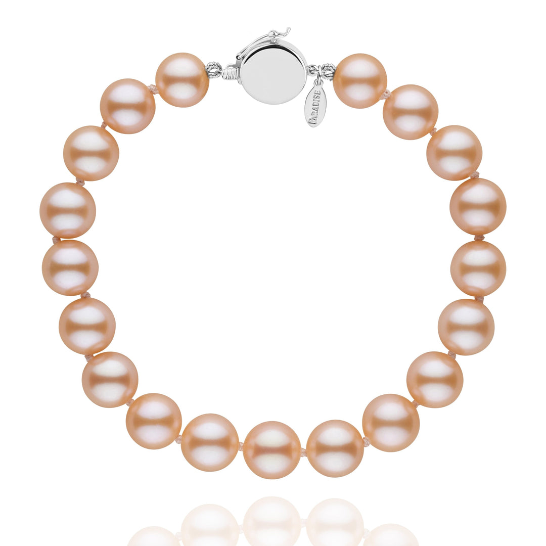 Personalized 8.5-9.0 mm Pink to Peach Freshadama Freshwater Pearl Circle Clasp Bracelet