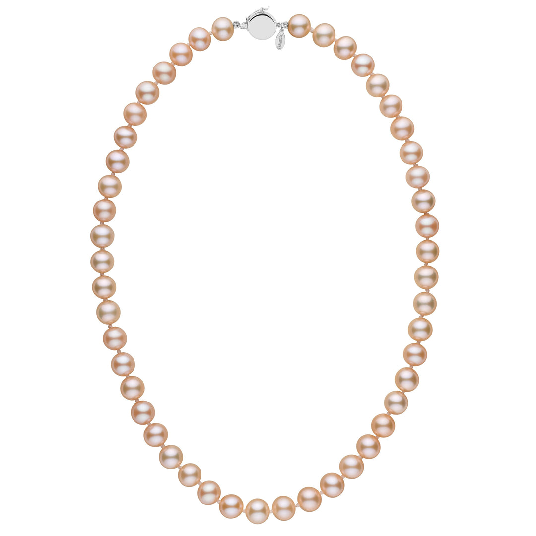 Personalized 8.5-9.0 mm Pink to Peach Freshadama Freshwater Pearl Circle Clasp Necklace
