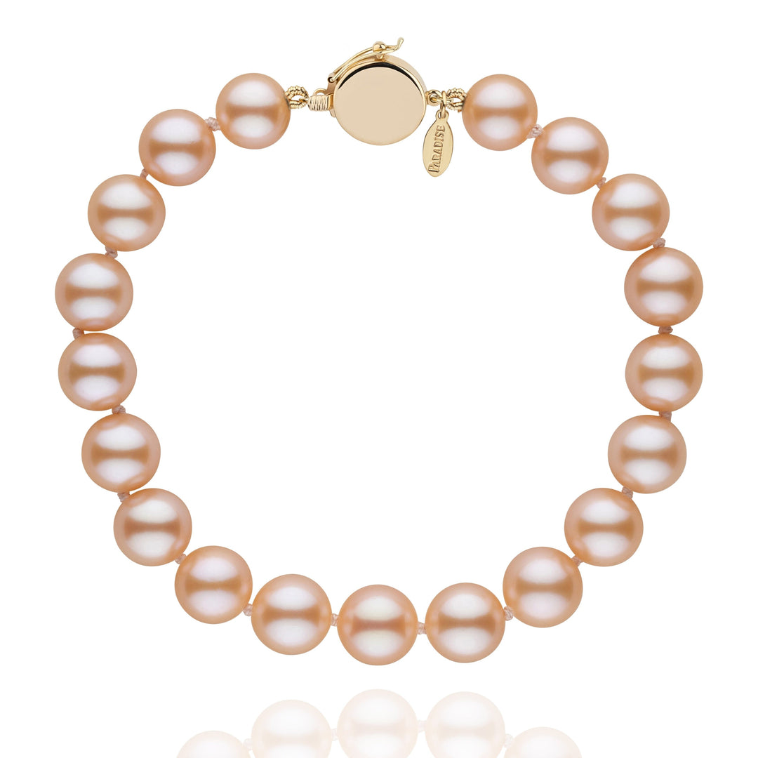 Personalized 8.5-9.0 mm Pink to Peach Freshadama Freshwater Pearl Circle Clasp Bracelet