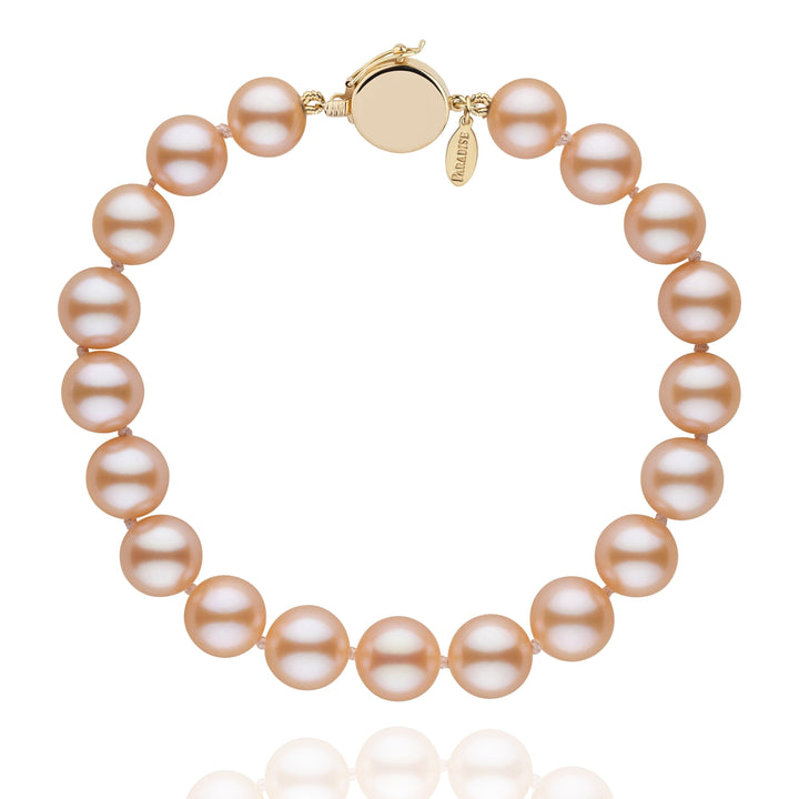 Personalized 8.5-9.0 mm Pink to Peach Freshadama Freshwater Pearl Circle Clasp Bracelet
