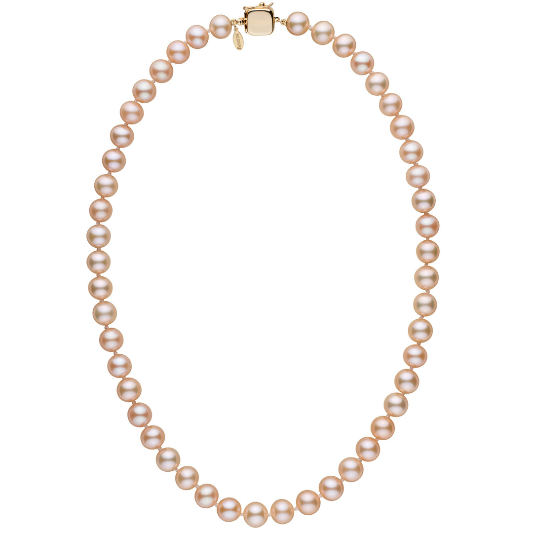 Personalized 8.5-9.0 mm Pink to Peach Freshadama Freshwater Pearl Square Clasp Necklace