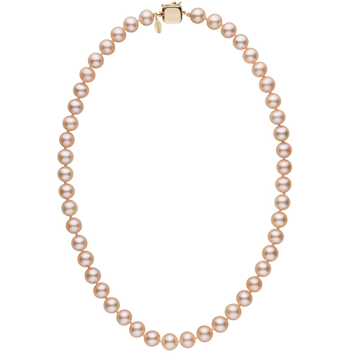Personalized 8.5-9.0 mm Pink to Peach Freshadama Freshwater Pearl Square Clasp Necklace