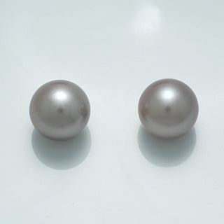 12.7 x 12.6 mm and 12.6 x 12.6 mm Fijian Pearl Pair featuring lustrous, smooth round pearls with subtle natural sheen, perfect for fine pearl jewelry collections.