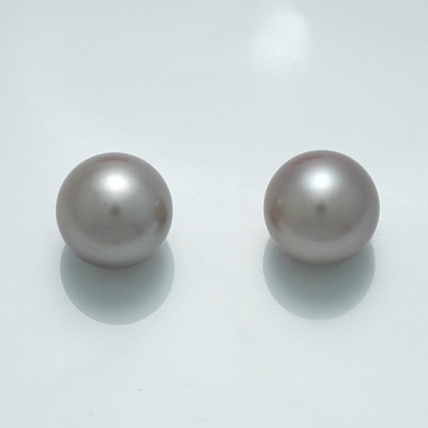 12.7 x 12.6 mm and 12.6 x 12.6 mm Fijian Pearl Pair featuring lustrous, smooth round pearls with subtle natural sheen, perfect for fine pearl jewelry collections.