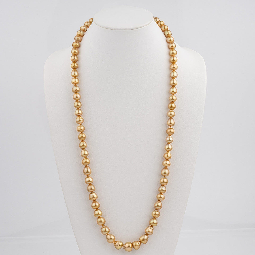 10.0-14.0 mm AA+/AAA Golden South Sea Baroque Pearl Necklace, 35 inches
