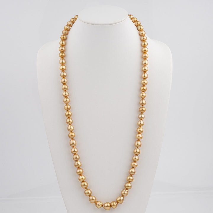 10.0-14.0 mm AA+/AAA Golden South Sea Baroque Pearl Necklace, 35 inches