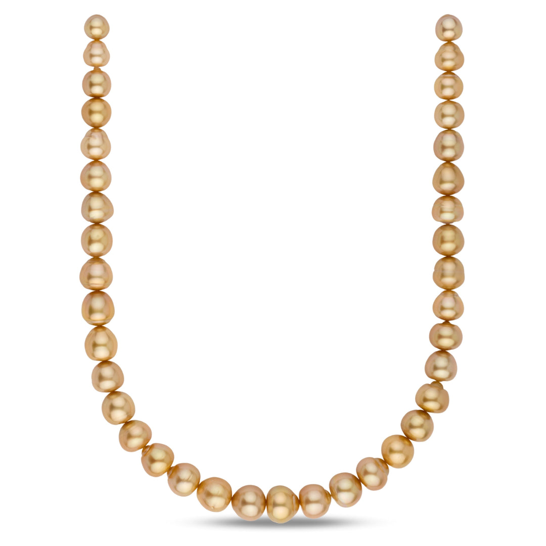 9.1–13.5 mm AA+/AAA Golden South Sea Baroque Pearl Necklace