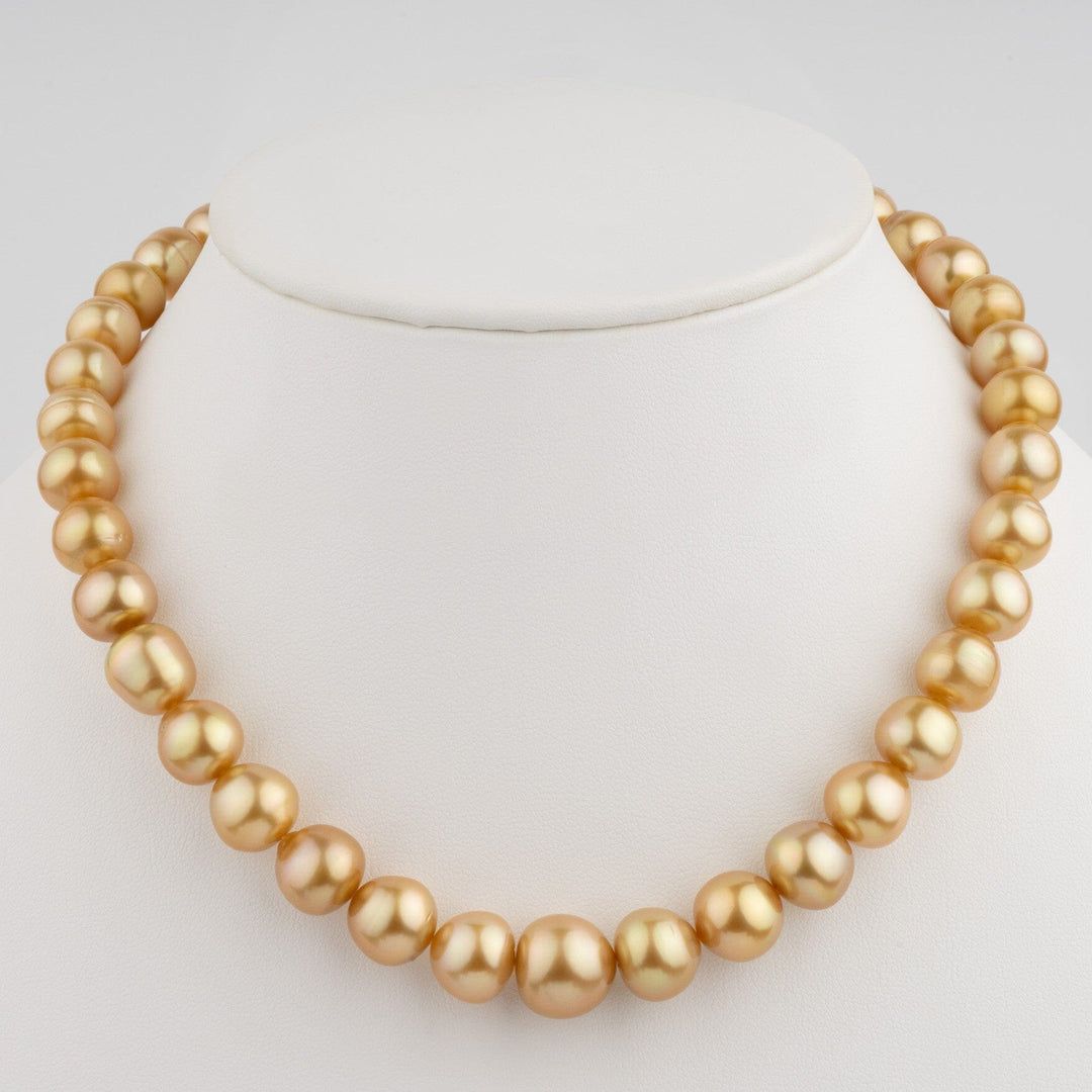 9.1–13.6 mm AA+/AAA Golden South Sea Baroque Pearl Necklace