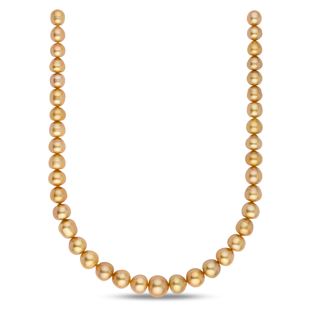 Golden South Sea Pearl Necklace 9.1–13.6 mm | Mixed Shapes, Dark Gold