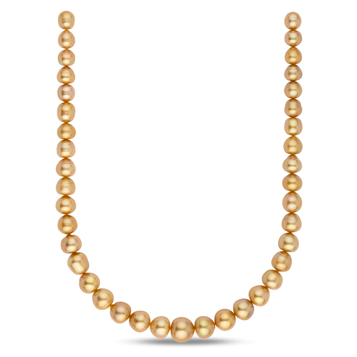 Golden South Sea Pearl Necklace 9.1–13.6 mm | Mixed Shapes, Dark Gold