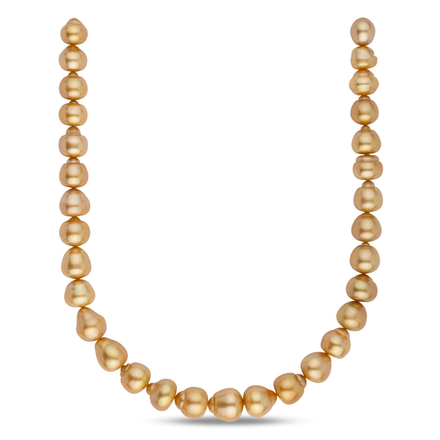 11.1–14.7 mm AA+/AAA Golden South Sea Baroque Pearl Necklace