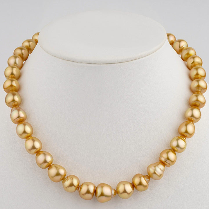 Golden South Sea Pearl Necklace 10.2–13.2 mm | Dark Gold Drop Strand